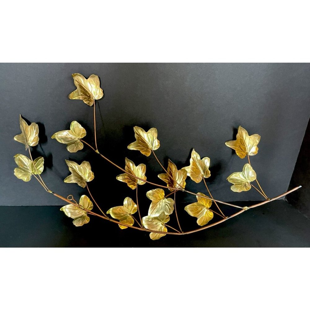 VTG Metal Wall Art Decor Gold Color Leaves Copper Branches